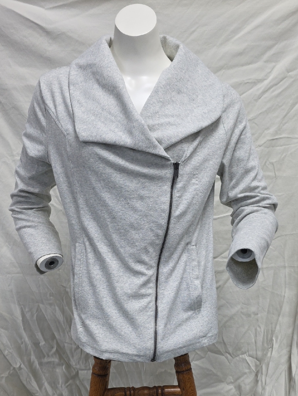 Light Gray Asymmetrical Zip Jacket